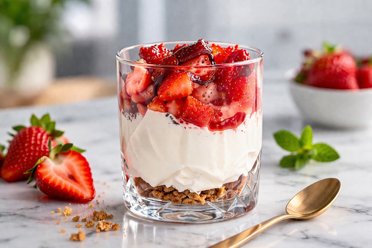 Proteinrig mini-cheesecake i glas